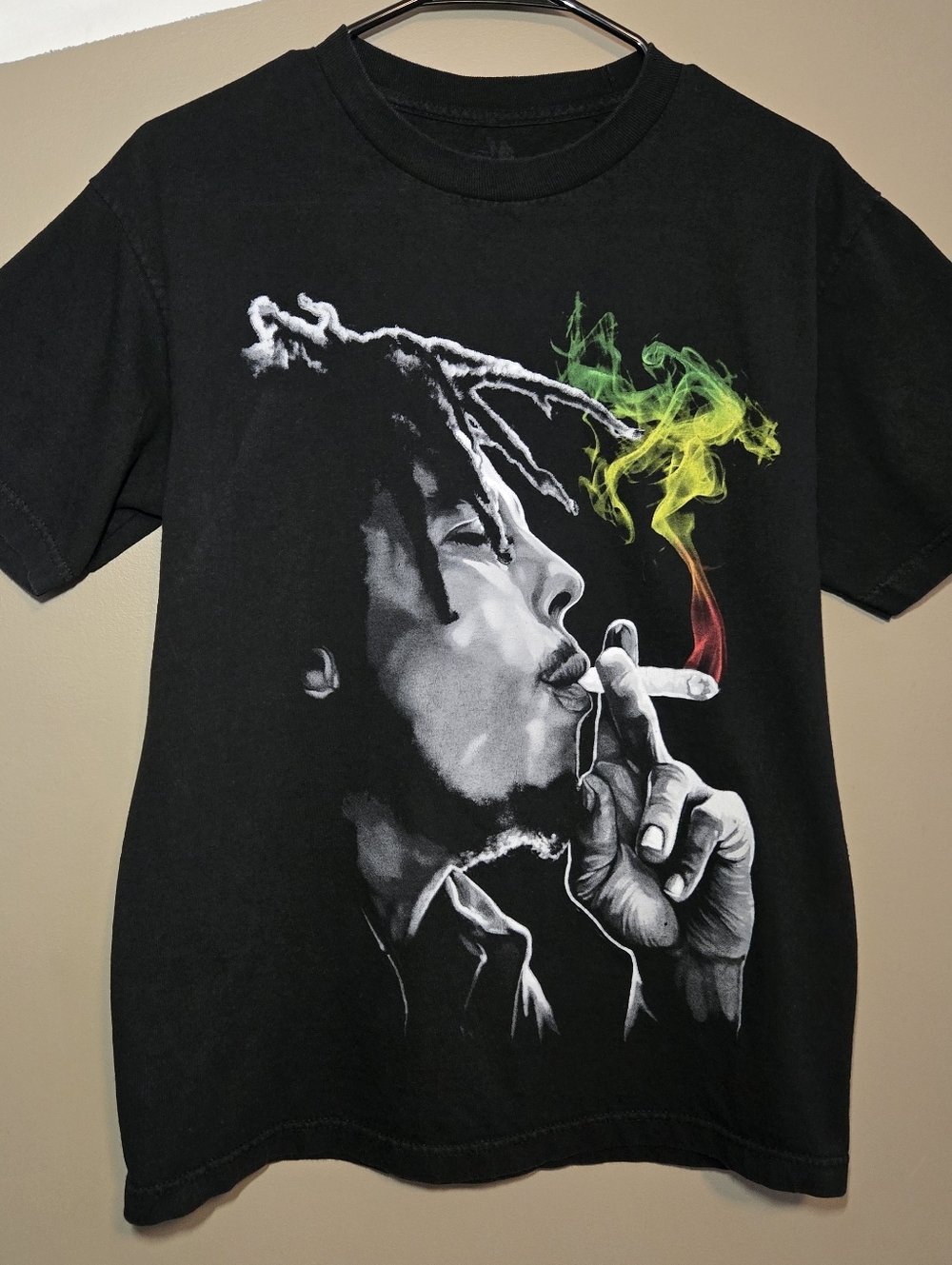 Zion Bob Marley Rasta Smoke 100% Cotton T-Shirt Black Size Medium Reggae Legend